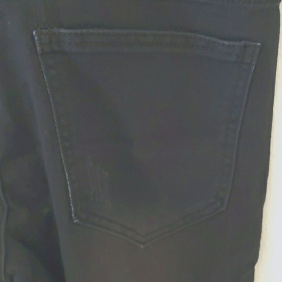 Black Skinny Fit Cross-Back Distressed Overalls Size 4/6 W28 - Picture 6 of 11